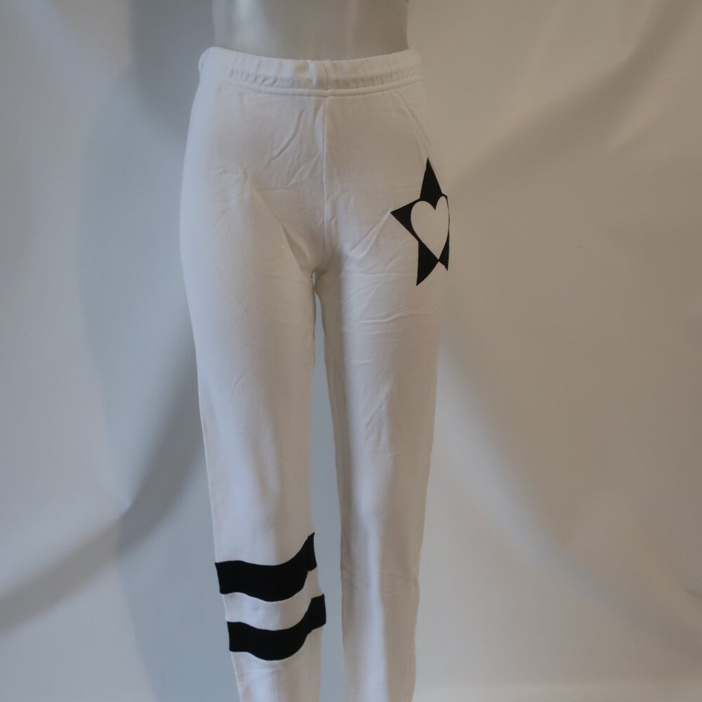 NWT Womens Lauren Moshi White Black (Item- 103)  Star Stripe Sweatpants S - Picture 4 of 8